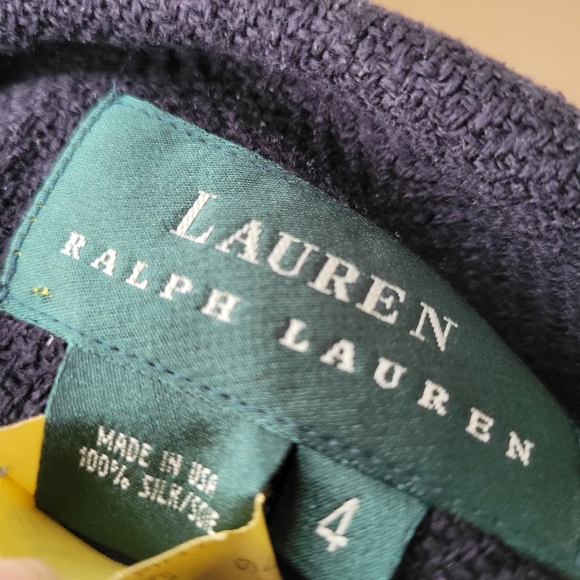 Ralph Lauren Navy Women's Blazer with White Buttons 100% Silk Size 4 - Picture 10 of 10